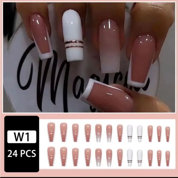 Other - 24 PIECE LONG MANICURE DESIGN NAIL SET 💅